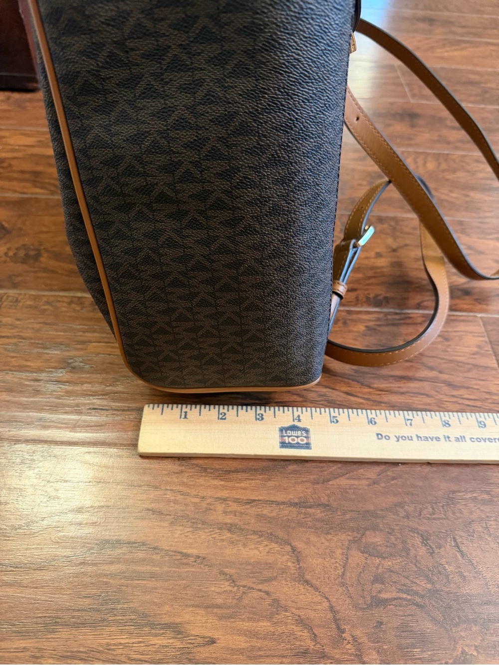 NWT Michael Kors Rhea Zip Medium Signature Backpack Handbag Natural Brown - Picture 10 of 13